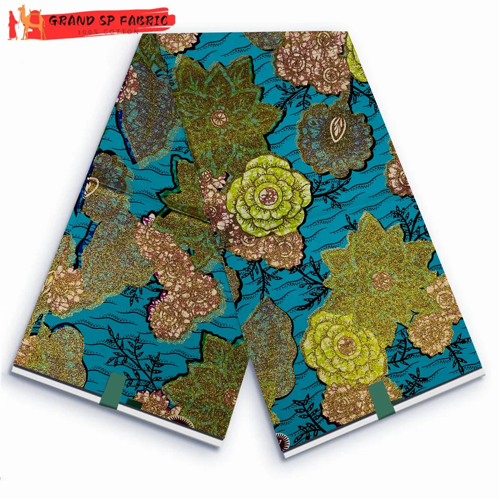 

Grand Super 100% Cotton African Wax Fabric High Quality Wax Print Ankara Fabric For Sewing 6yards Women Fabric VLS3044