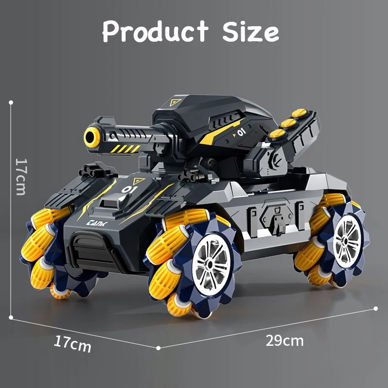JIKEFUN 1/16 RC카 탱크 장난감, 2.4G 물폭탄 스턴트 탱크, 제스처 감지 슈팅, RC 탱크 드리프트 장갑차, 남아용 장난감