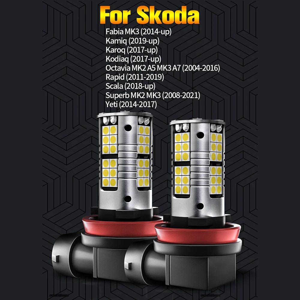 Auxito 2x H8 H11 Led Canbus 9006 Hb4 Hb3 Led Fog Lights For Skoda Kodiaq  Superb Rapid Octavia A7 A5 1 2 3 Fabia Yeti Kamiq Karoq - Fog Light Bulbs -  AliExpress