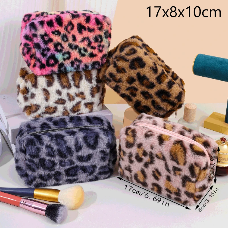 Leopard Print Makeup Bags for Women Soft Travel Cosmetic Bag Organizer Case Lady Girls Make Up Case Necessaries Handbags Case