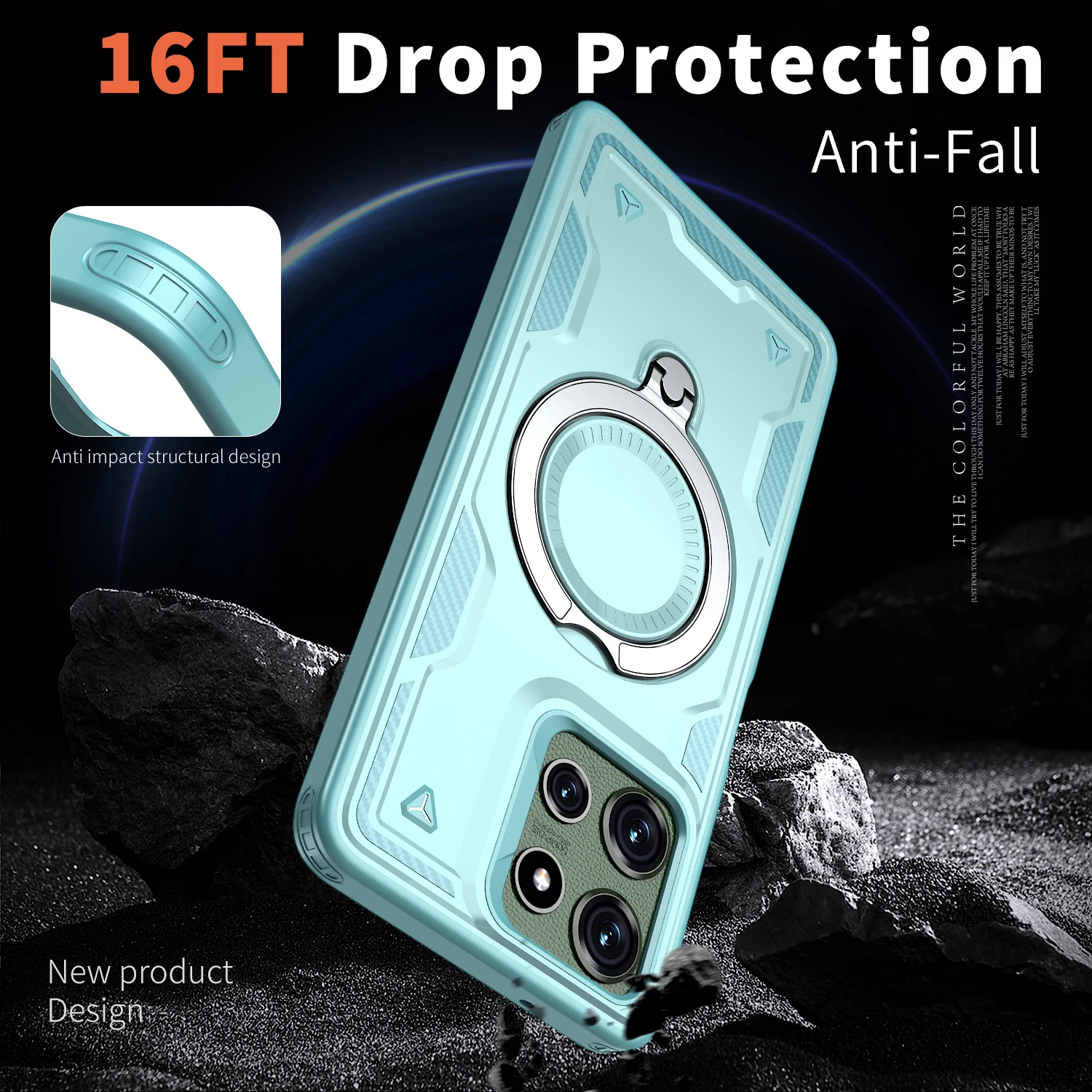 Enhanced Magnetic Phone Case with Rotating Ring Holder and Hard Shell Design