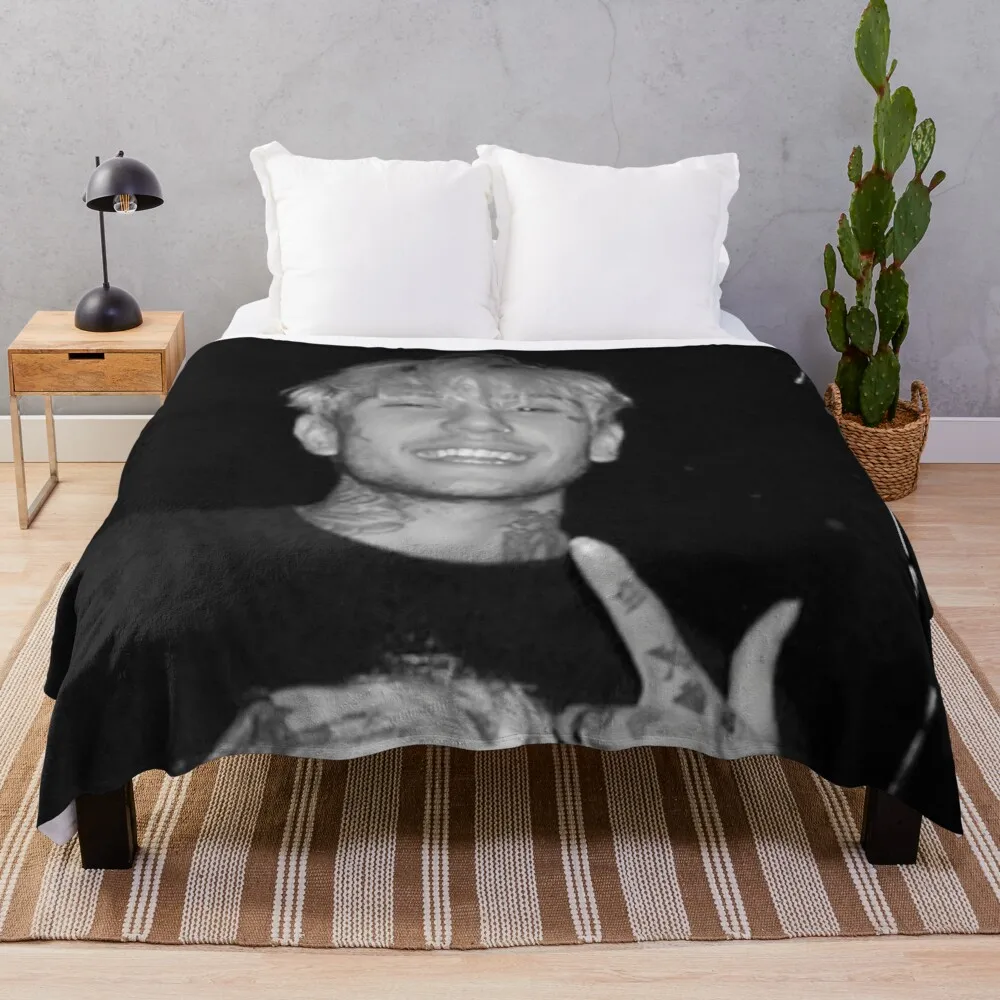 

Lil Peep Balck White Smile Throw Blanket double plush blanket 3d Blanket fur blanket