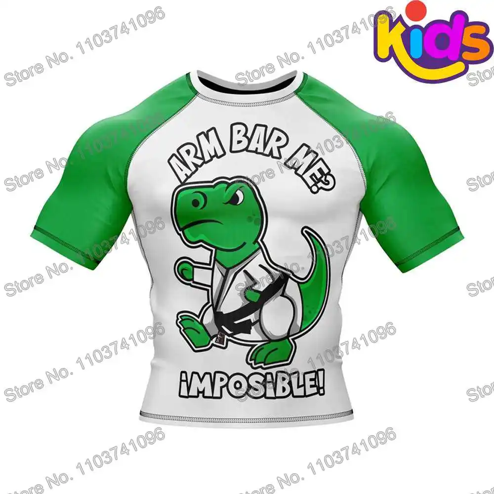 Kids Armbar Me Surf Clothing BJJ MMA Boys Rash Guard Short Sleeve Diving T-Shirt Tight Swimwear Summer Beach Floatsuit Tops