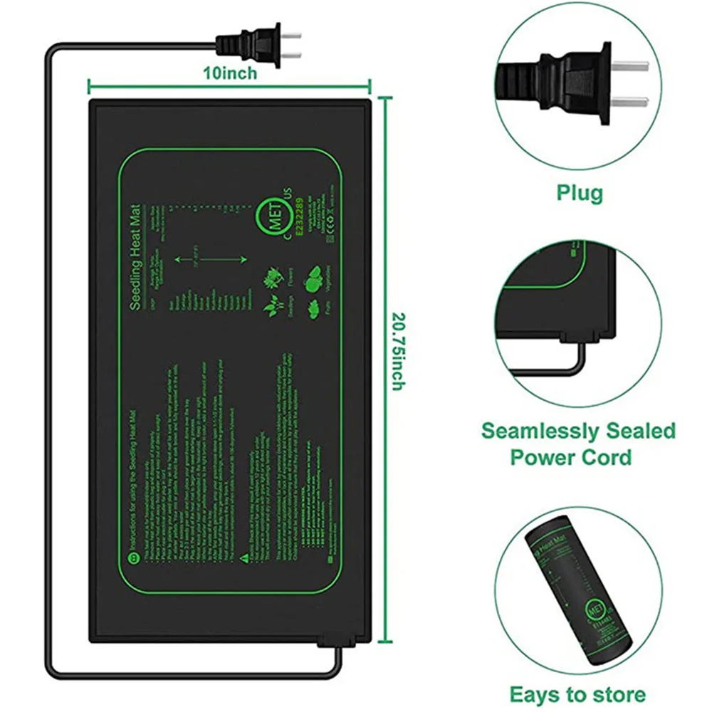 10/25/50CM Seedling Heat Mat Plant Heating Pad Indoor Plants Germination Waterproof Heating Pads Mat EU/US/AU/UK Plug Optional