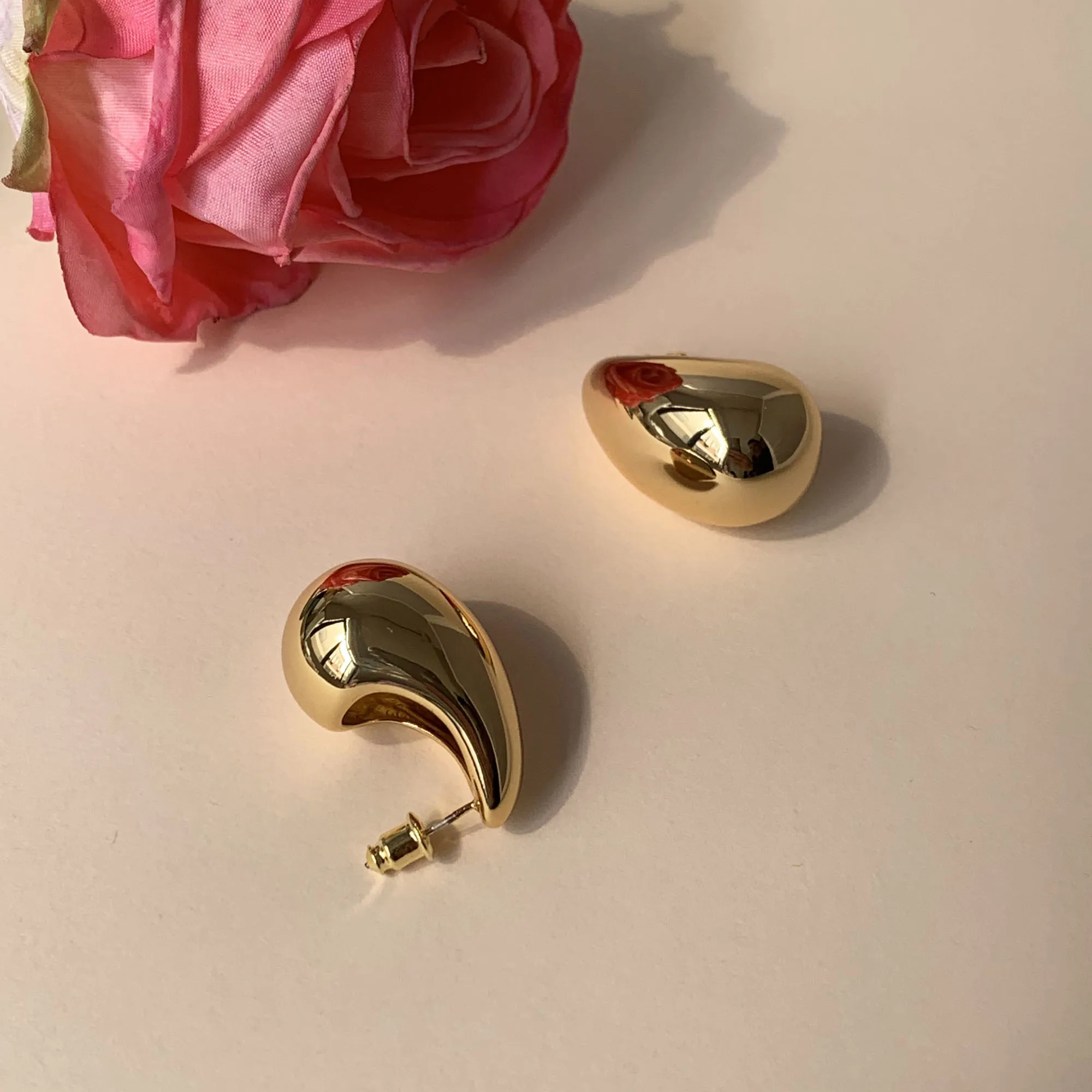 Orecchini A Goccia Dupes Per Donna, Orecchini A Cerchio In Acciaio Inossidabile Con Goccia D'Acqua Ipoallergenici Placcati In Oro