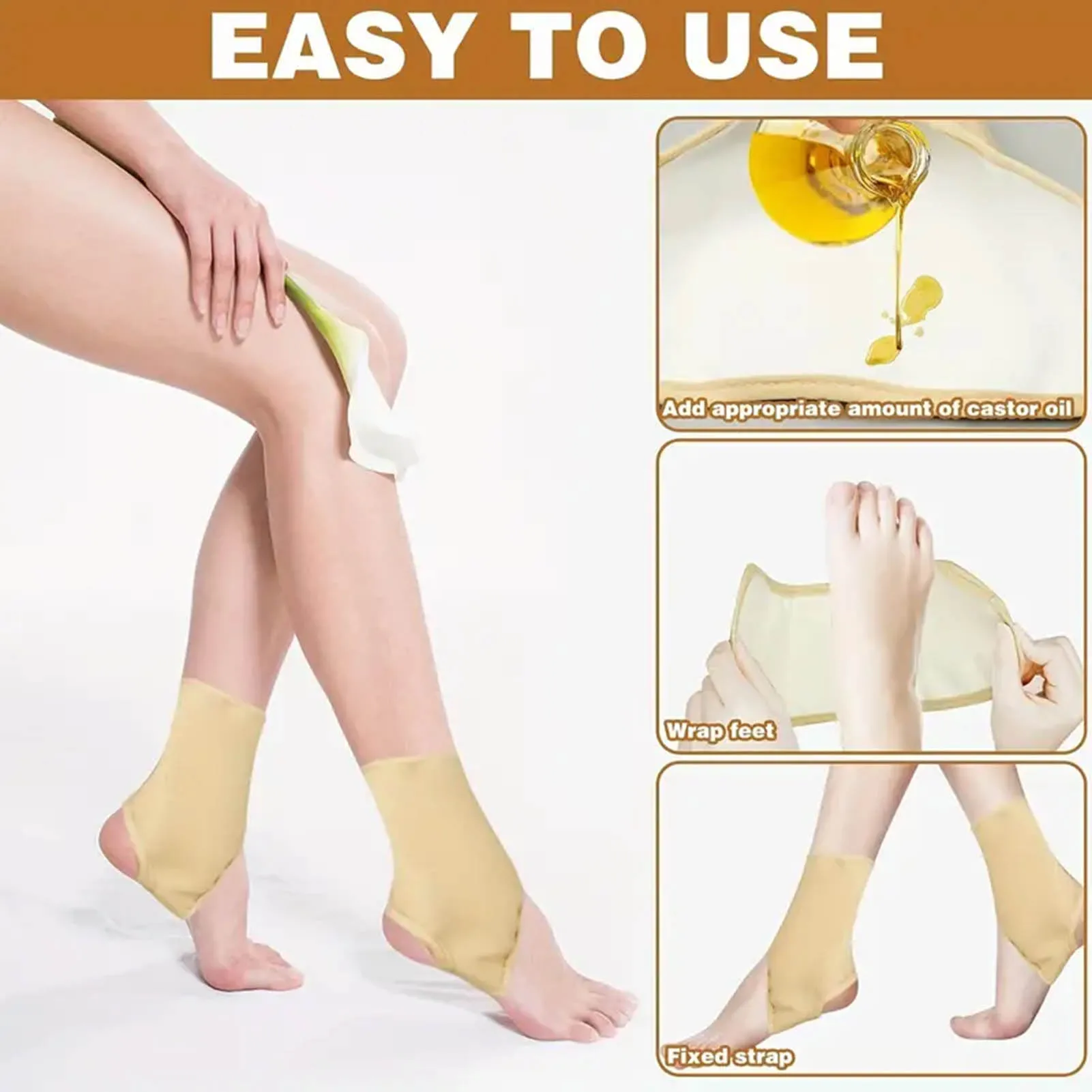 Feet Castor Oil Pack Wrap Reusable Organic Thyroid Foot Castor Oil Wrap Relaxing Your and Relieving Fatigue