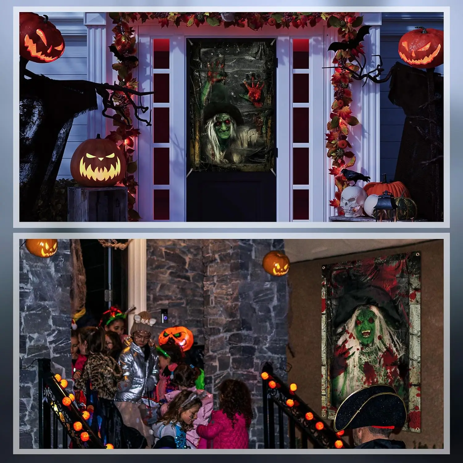 BUOAZR Halloween Vorhänge 2er Set - Gruselige Fensterdeko 120x80cm Für Horror Party