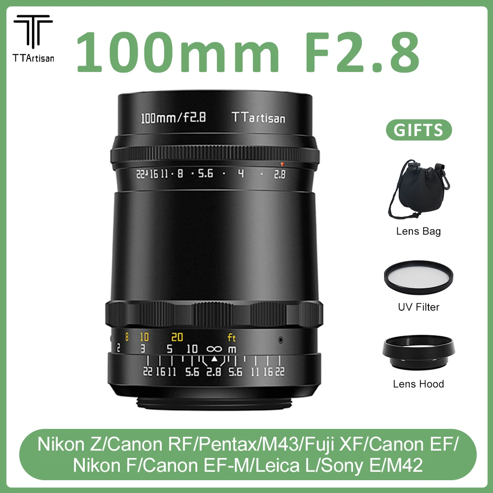 

TTArtisan 100mm F2.8 Full Frame Lens M42 Mount Adapter Ring to Sony E A Nikon Z F Canon EF RF EF-M Leica L M42 Fuji XF Pentax KA