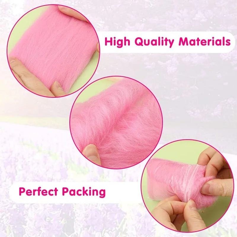 Needle Felting Wool Bulk Nature Wool Roving Yarn Hand Spinning For DIY Craft Materials 10g 8Color