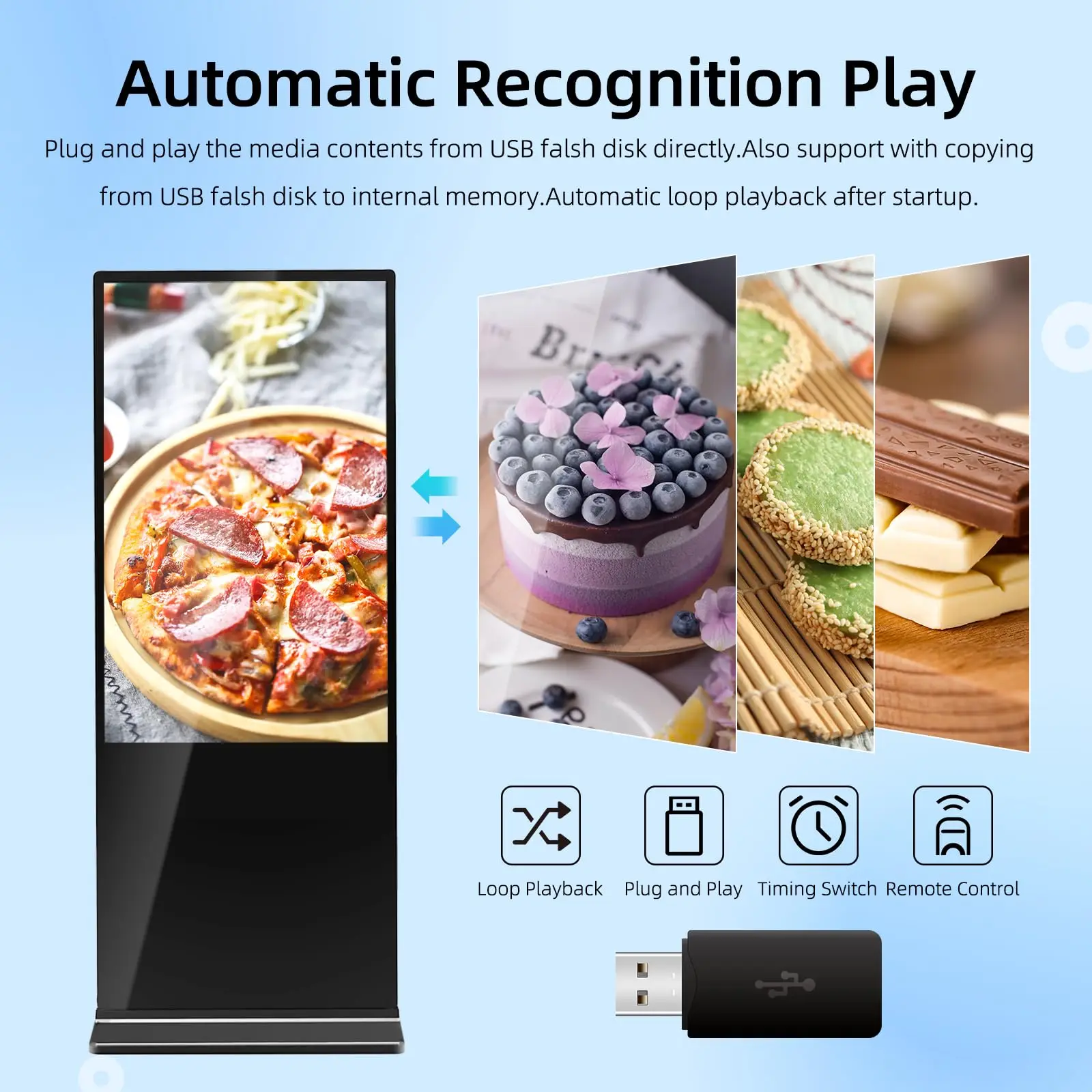 

Outdoors Floor Standing Digital Signage Advertising Display Kiosk LCD Screen Commercial Auto Media Player