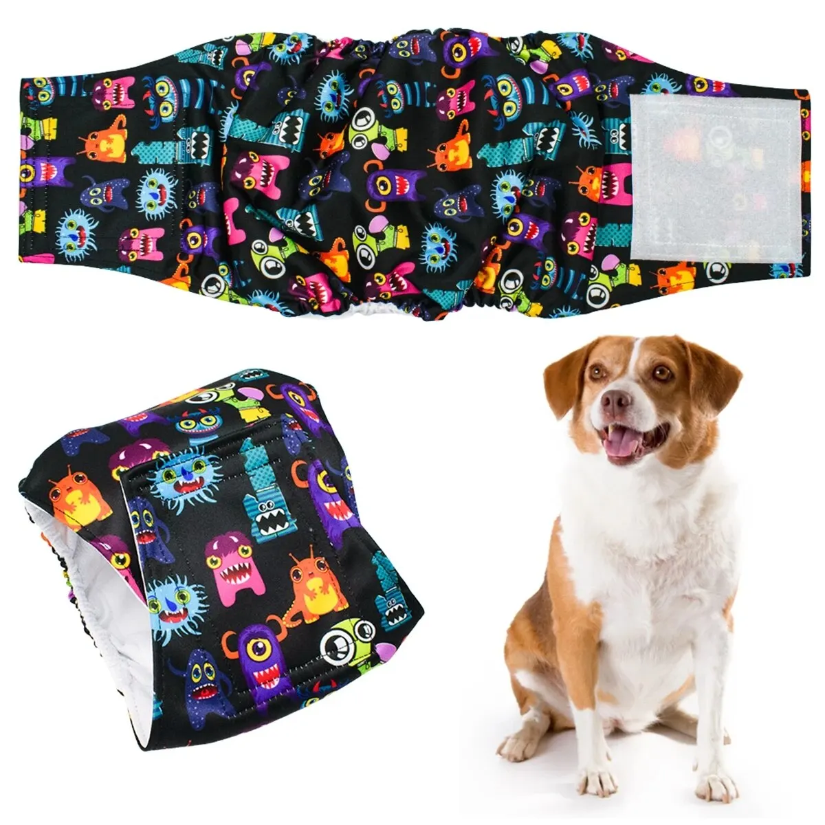 thumbnail image 1 of faja abdominal lavable para perros machos, pañales y extensores de alta absorción para perros machos, envolturas reutilizables para cachorros machos de tamaño mediano, 1 of 5