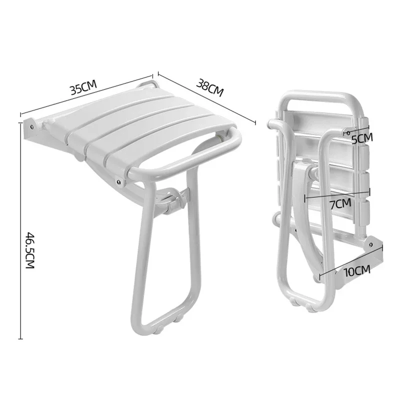 Bathroom Safety Folding Seat Bathing Chair Shower Toilet Wall Bench Entrance Shoe stool Replacement Aluminum 6