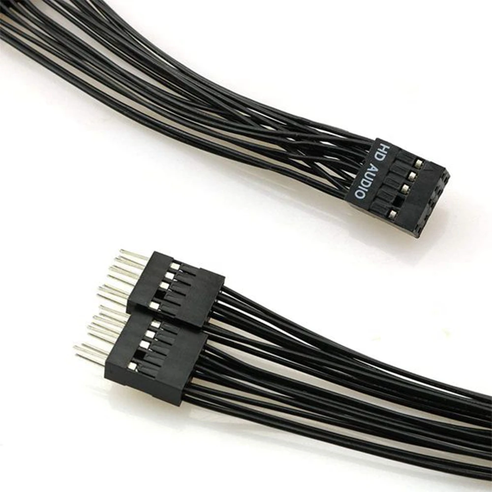 마더보드 오디오 HD 익스텐션 케이블, 9 핀, 1 암-2 수 Y 스플리터 케이블, PC DIY용 블랙, 10cm