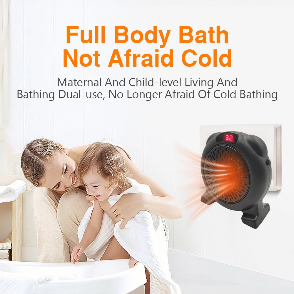 Heater Electric Heater Portable Plug in Wall Desktop Room Heating Stove Household Radiator Remote Warmer Machine 600W Heated 2