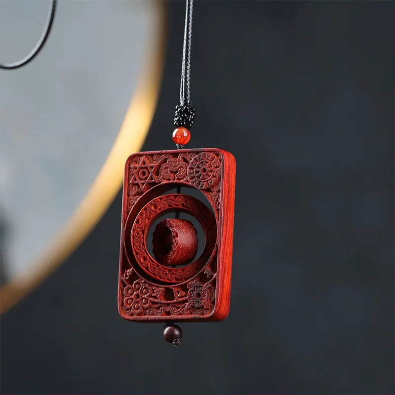 

6cm Lobular Rosewood Lucky deduction Wooden sign Pendant Office Decoration Car Hanging Home Décor Mascot Collection