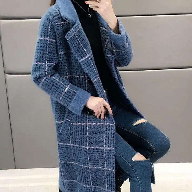 Imitation Mink Fleece New Autumn/Winter Mid Length Coat 2023 Korean Loose Fashion Women's Thickened Cardigan Coat