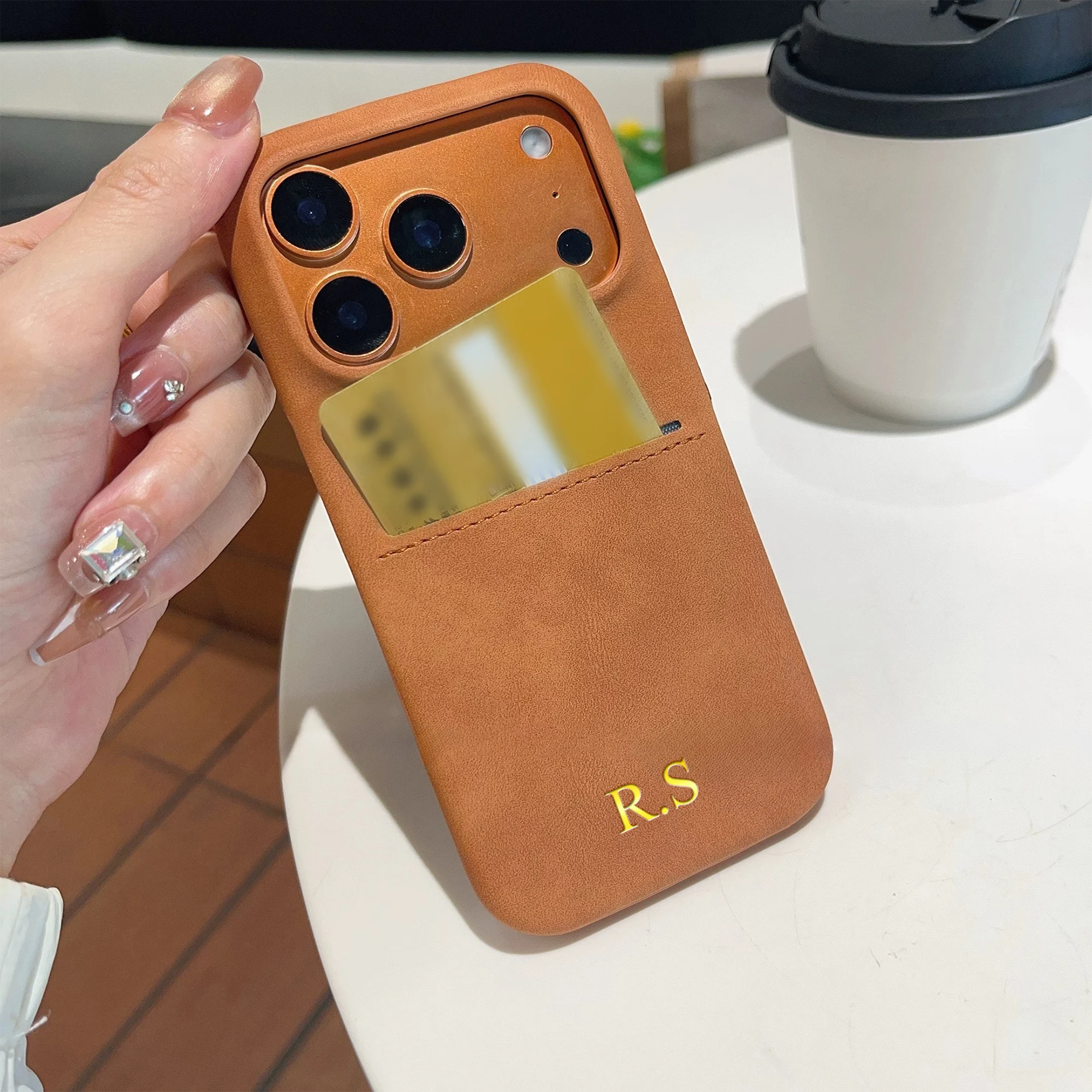 Personalized Vintage Faux Leather Insertable Card Case for iPhone 17 thumbnail 7