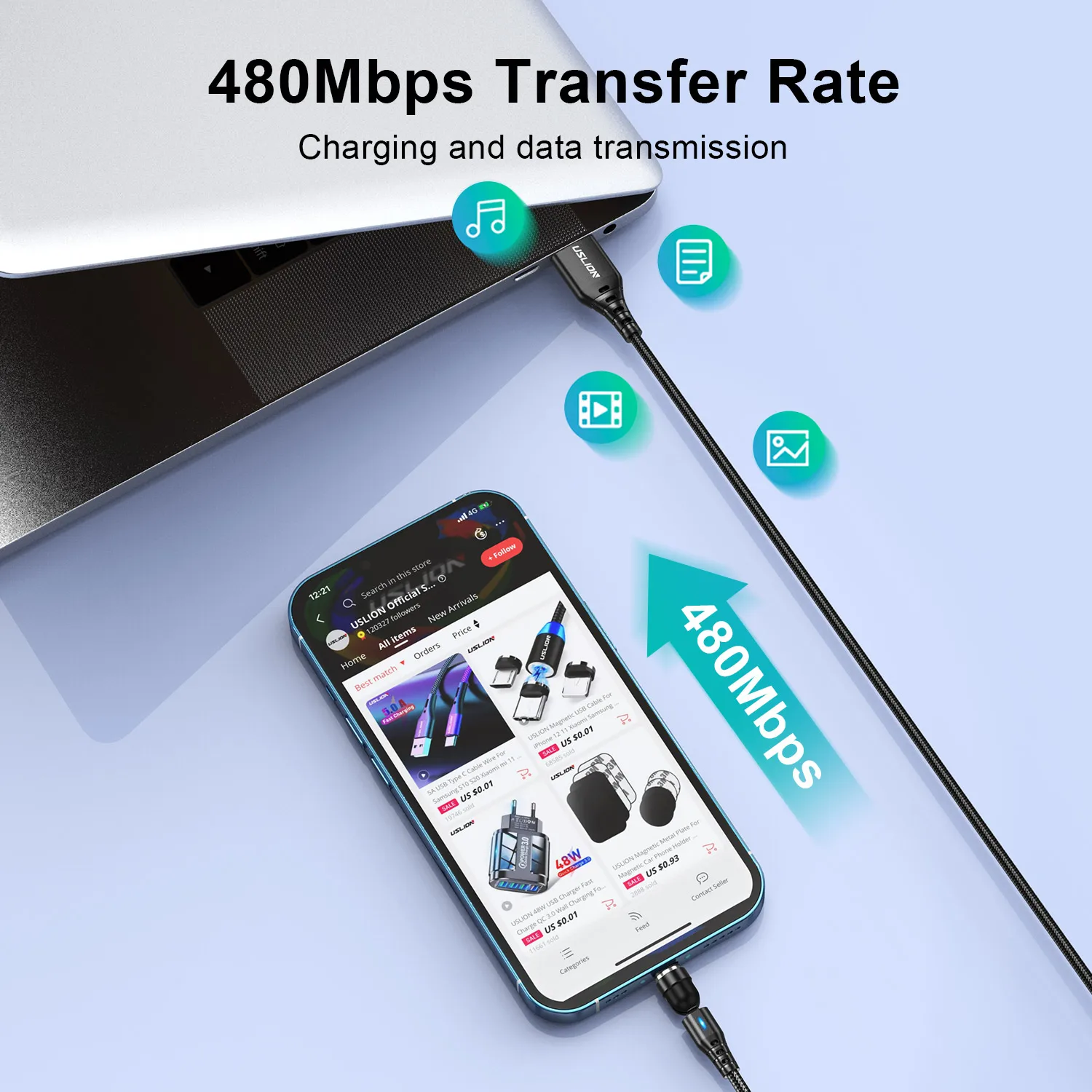 รูปสินค้า สายชาร์จ USB-C ความเร็วสูง ชาร์จเร็ว โอนถ่ายข้อมูลเร็ว สำหรับ iPhone 16 15 Pro Max Xiaomi 14 POCO F6 Oneplus 13