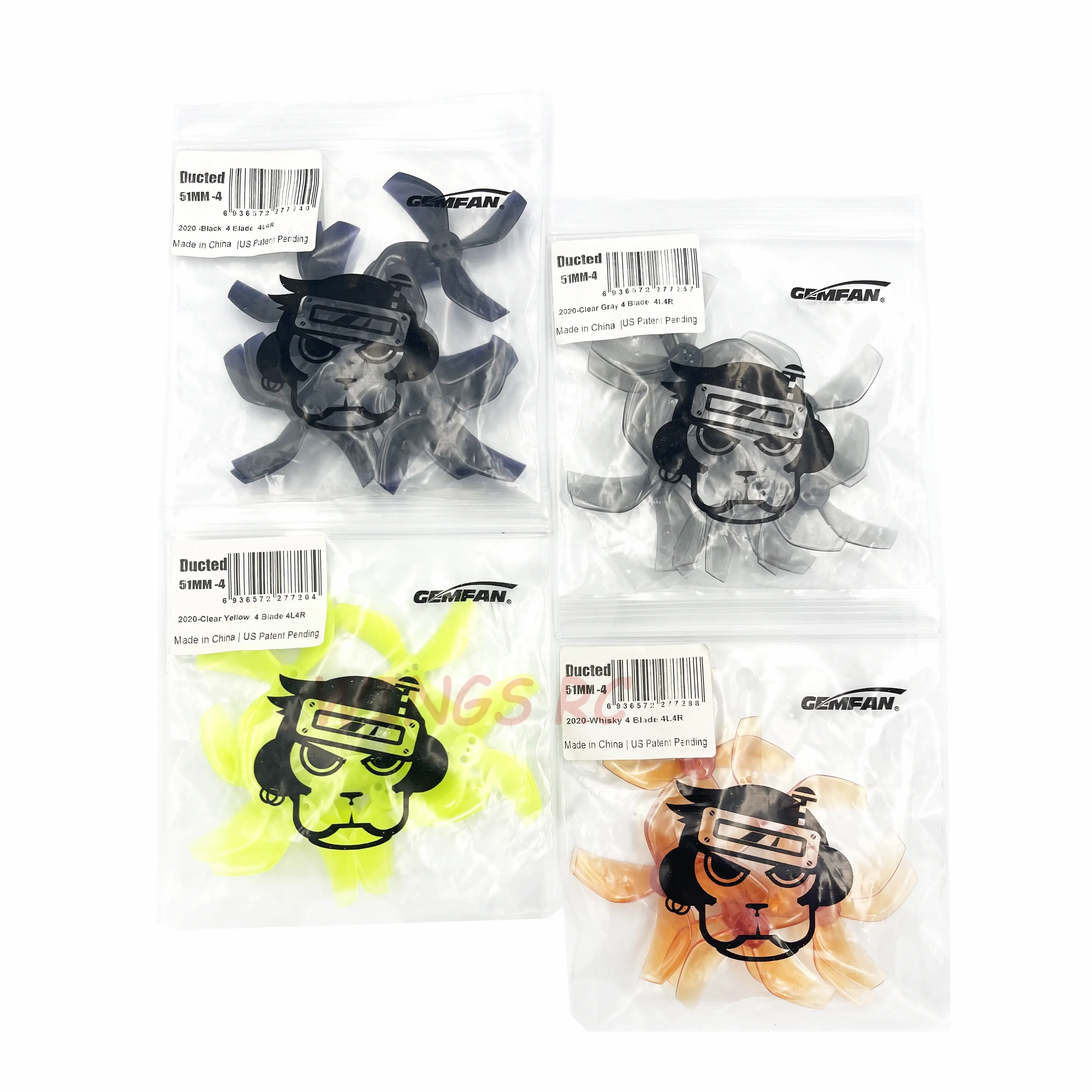 24pcs/12pair Gemfan D51 51mm 2020 4 블레이드 PC 프로펠러 1.5mm RC FPV 레이싱 프리 스타일 2 인치 Cinewhoop 덕트 드론 DIY 부품