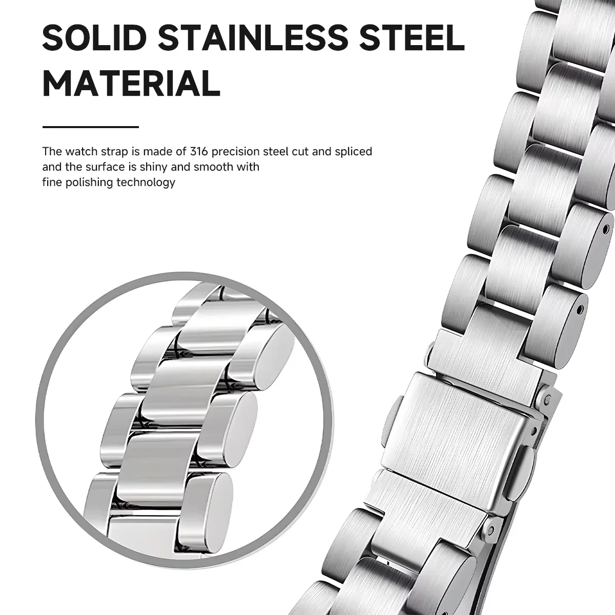 Exclusive Metal No Gap Stainless Steel Watch Strap Bracelet