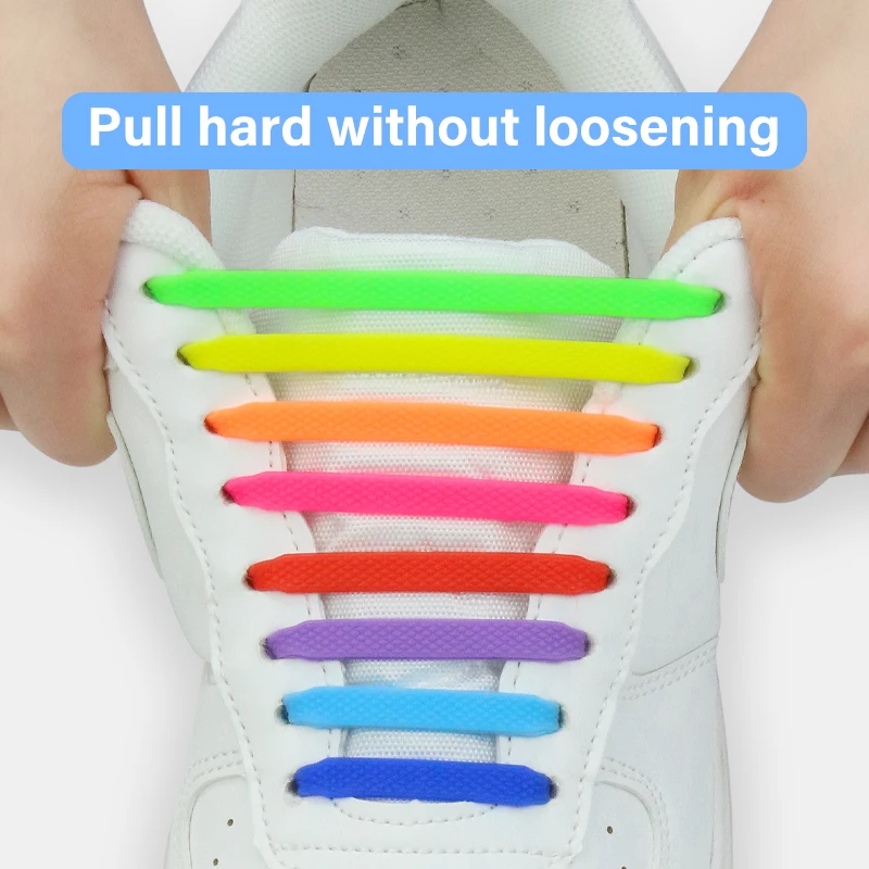 Elastic Silicone No tie Shoelaces Man Women Sneakers 8 Sizes Rubber Shoe Lace Basketball/Tennis/jogging/Climbing