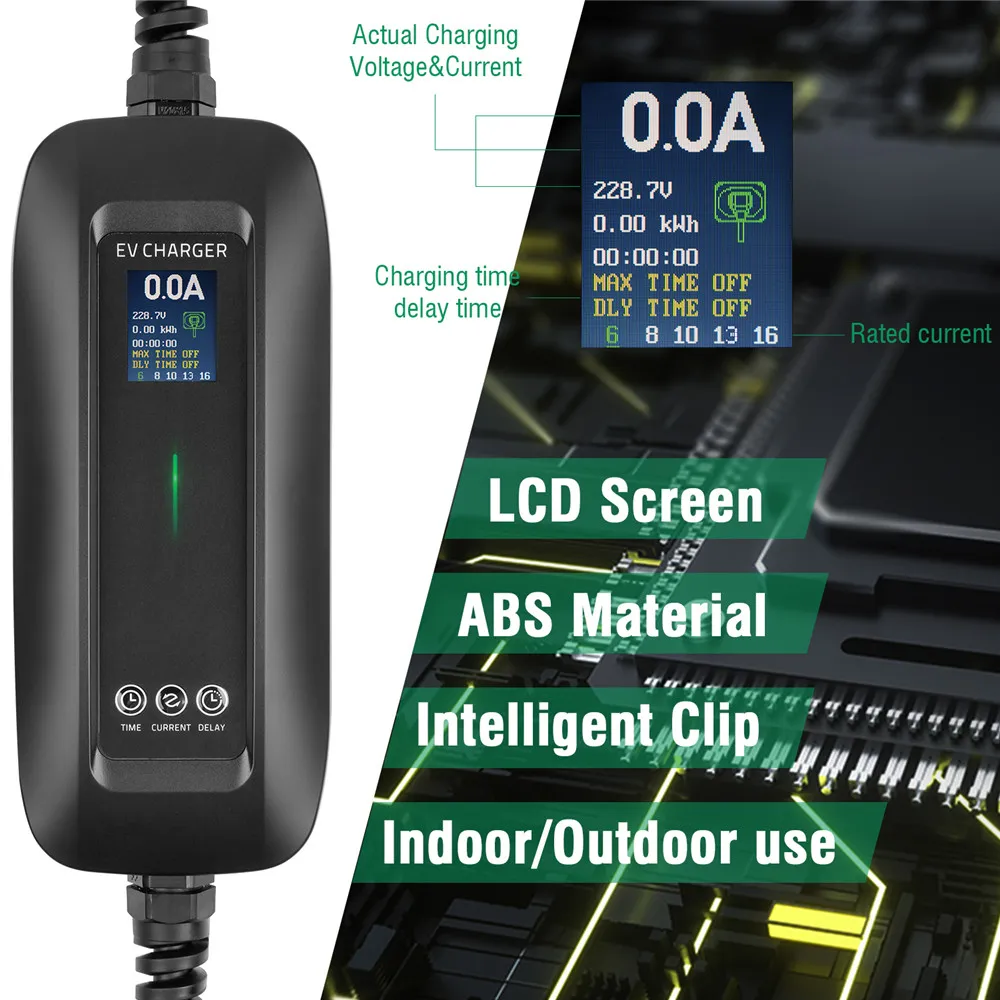 EV 충전기 유형 2 IEC 62196-2 전환 가능 6/8/10/13/16A 테슬라 EVSE 전기 자동차용, 1 상 휴대용 EV 충전 박스 케이블