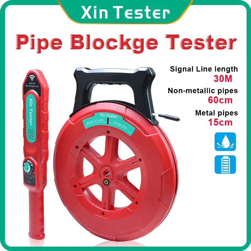 

Xin Tester Wall Water Pipe Locator Underground 30M,PVC/Plastic/Metal Water Leak Locator in Pipeline clog Sewer Finder XT-630