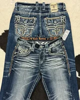 Y2K New American Street Hip Hop Jeans Retro Embroidery Loose Casual Jeans High Waist And Wide Legs Washed Street Casual Jeans 1