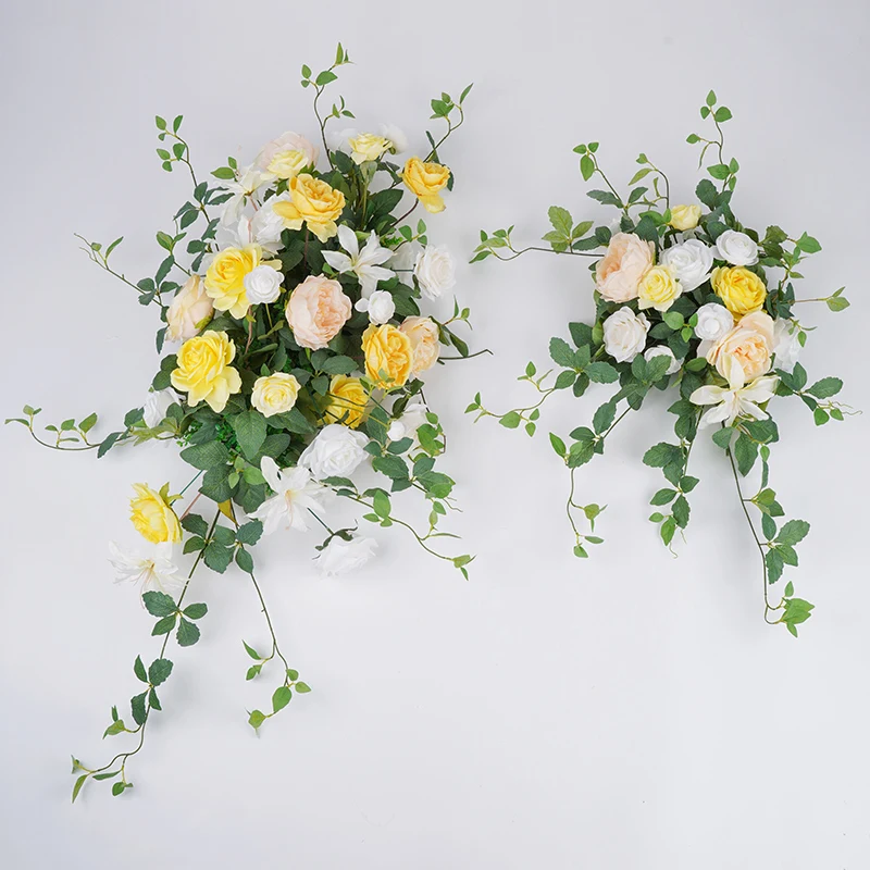 Yellow and White Floral Hanging Arrangement with Greenery – Wedding and Event Decor Prop
