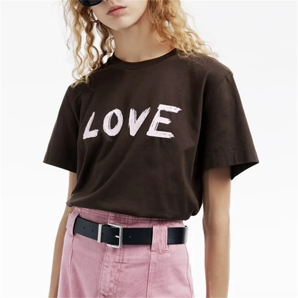 t-shirt-manches-courtes-col-rond-femme-estival-et-polyvalent-en-coton-avec-lettres-imprimees
