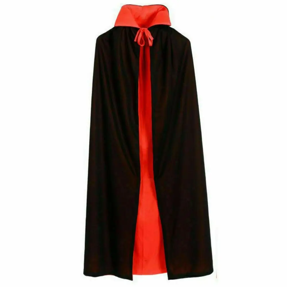 Fancy Dress Costume Halloween Vampire Cape Worn on Both Sides Standing Collar Pirate Cape Black Red Makeup Props