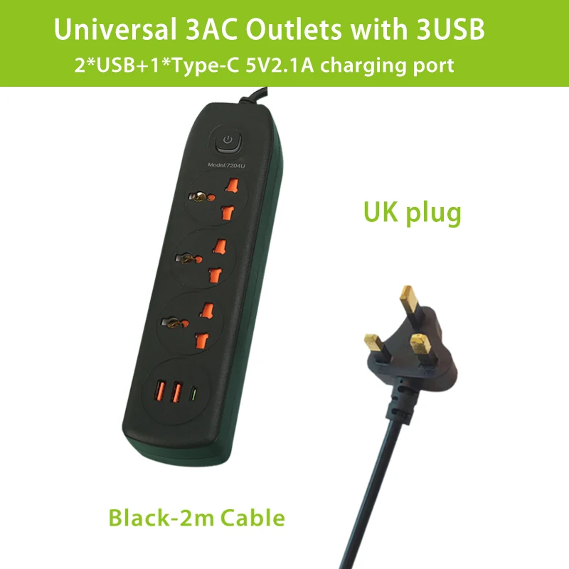 Black-2M -UK plug