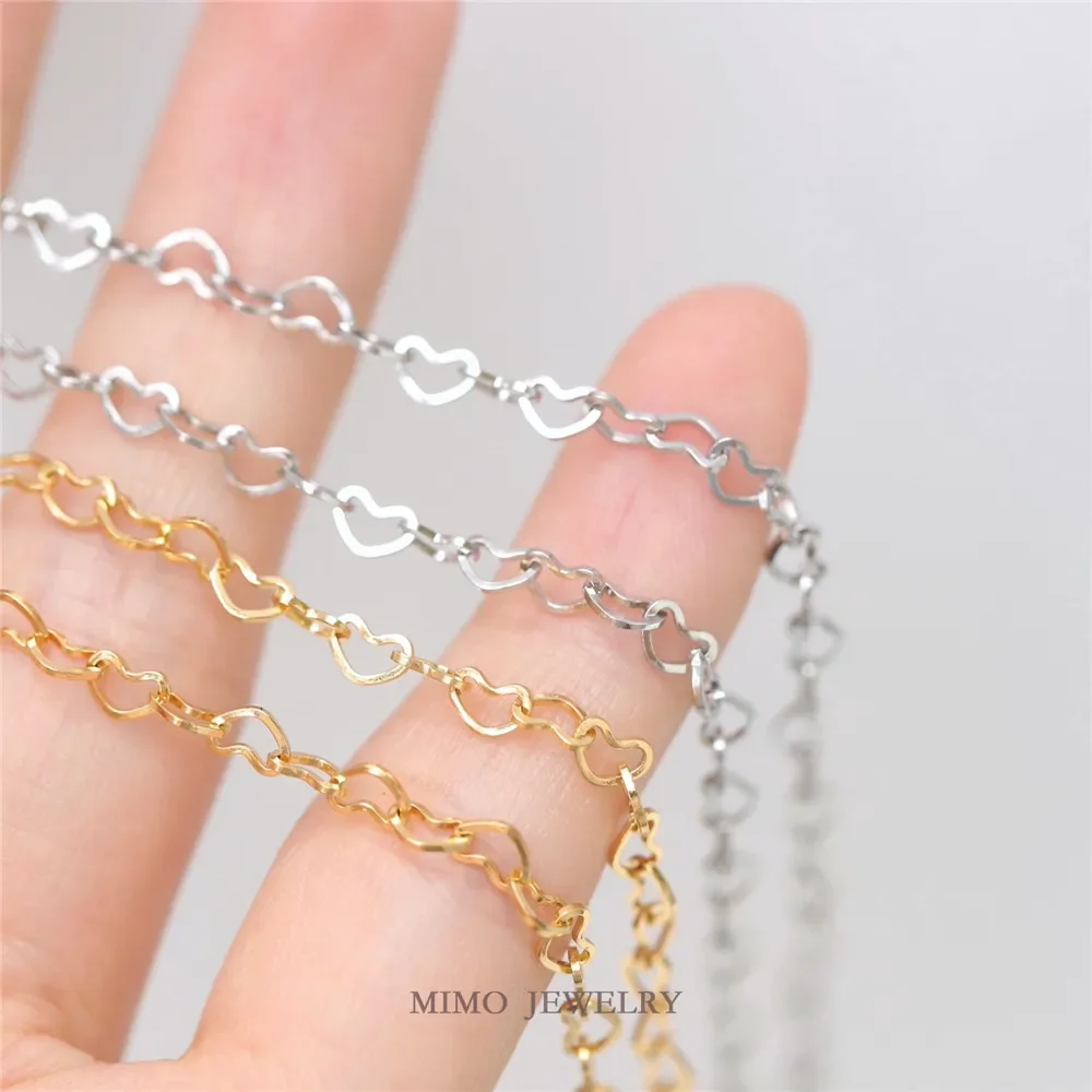 

Позолоченная цепочка из титановой стали в форме сердца, свободная цепочка, цепочка в форме сердца, ожерелье «сделай сам», Аксессуары для браслета