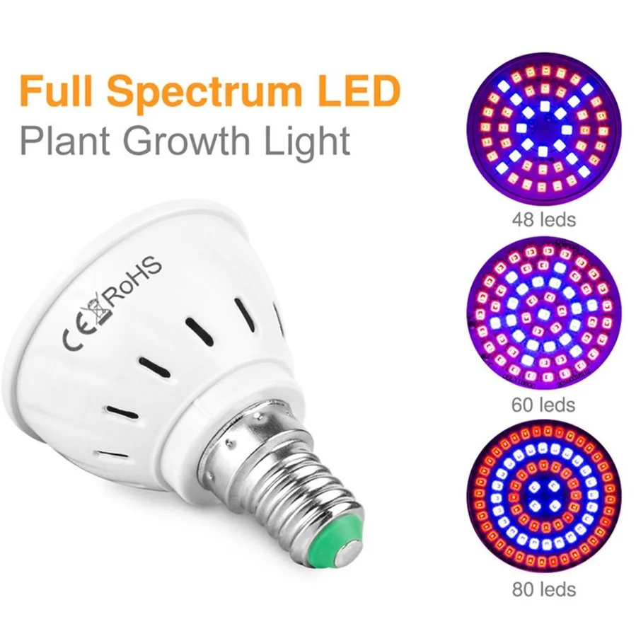 LED grow full spectrum bulb E27 E14 GU10 MR16 220V greenhouse hydroponic lamp grow light for indoor plant phyto flowerLamp 3PCS led grow lamp led plant light