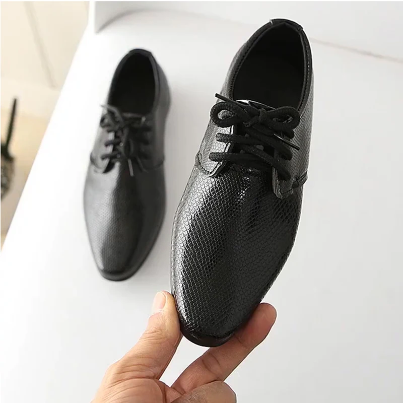 Children Leather Shoes Wedding Ring Bearer Boys Toddlers Big Kids Formal Shoes For Show Stage British Style Pointed Toes S 21-36 girls shoes