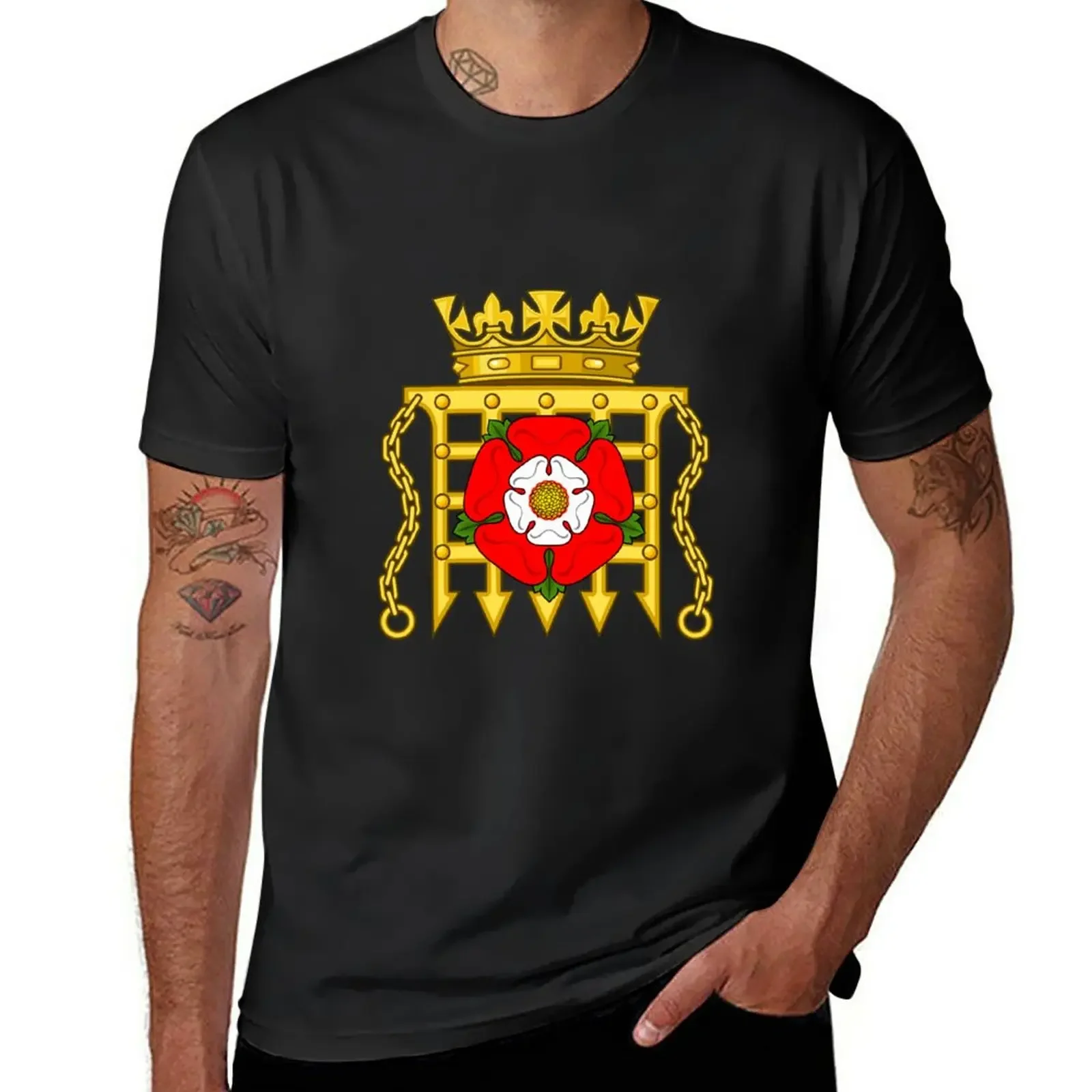 The Beaufort Portcullis Impaled By The Tudor Rose T-Shirt Top Fan Sportivi Magliette Grandi E Alte Per Uomo