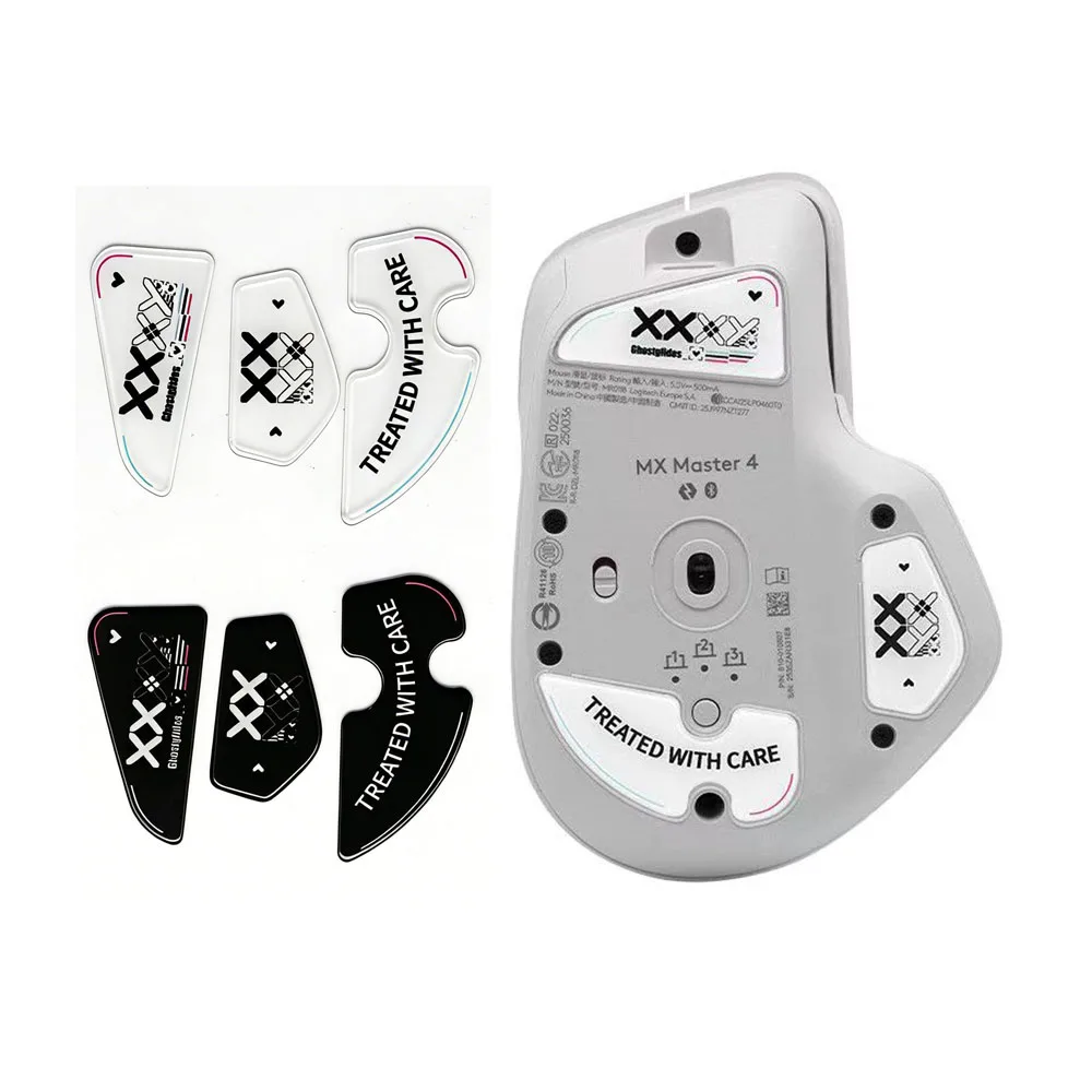 둥근 곡선형 가장자리 마우스 피트 스키트는 로지텍 MX 마스터 4와 호환됩니다. 무선 게이밍 마우스 피트 교체 부드러운 교체용 부품입니다.