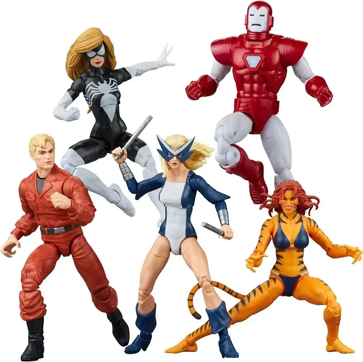 thumbnail image 1 of Figuras de acción originales de Marvel Legends West Coast Avengers Mockingbird Ironman Tigra Spider Woman Hank Pym, paquete de 5, 6 pulgadas, juguete de regalo para niños, 1 of 4