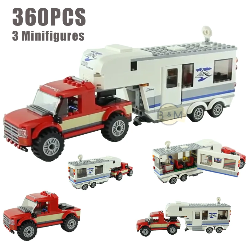 City Series Parent-Child Camping Car 360PCS Mini Model Self-locking Building Blocks Children's Toy Birthday Christmas Gift | Игрушки и