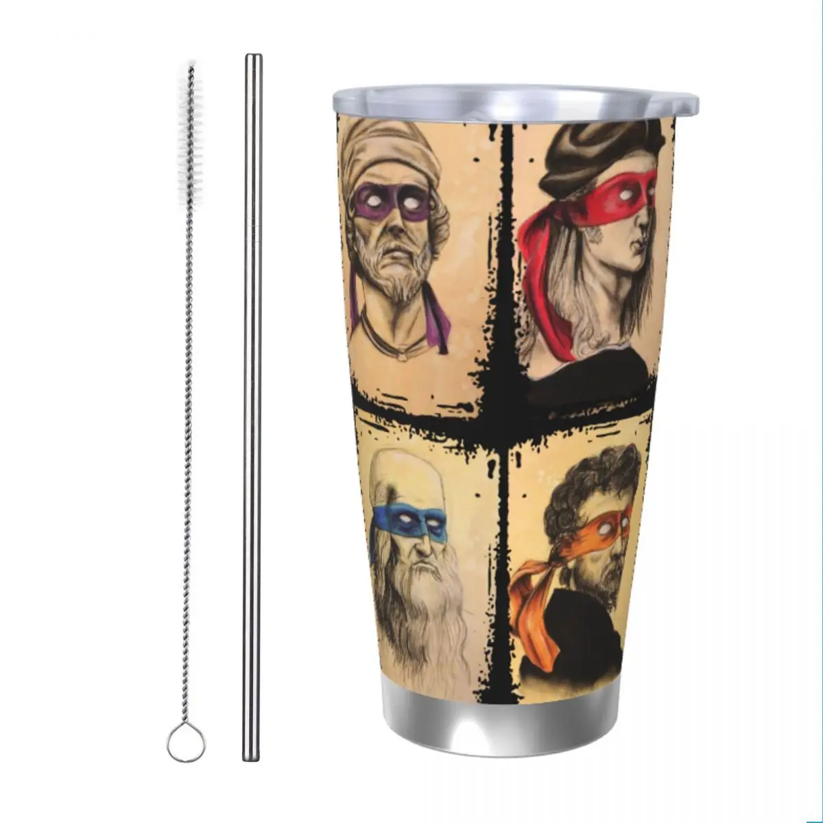 Scienza Tartarughe Bicchiere Isolato Con Coperchio Mutant Ninja Tazza Termica In Acciaio Inossidabile Tazza Termica Da Viaggio All'Aperto, 20Oz