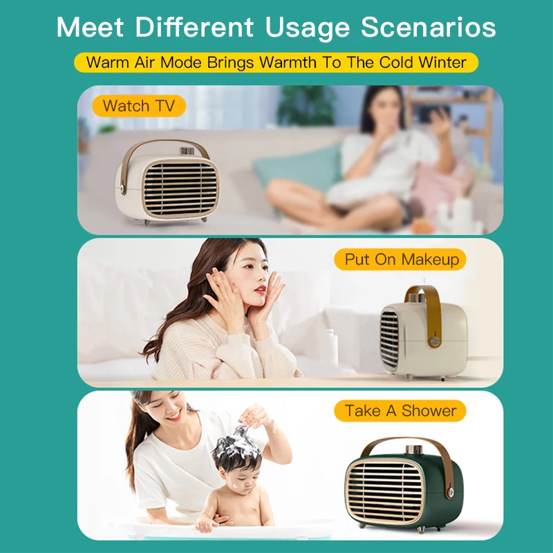 700W High Power Fan Heater PTC Ceramic Fast Heating Winter Portable Electric Heater Bedroom Office Home Warmer Dual Use 6