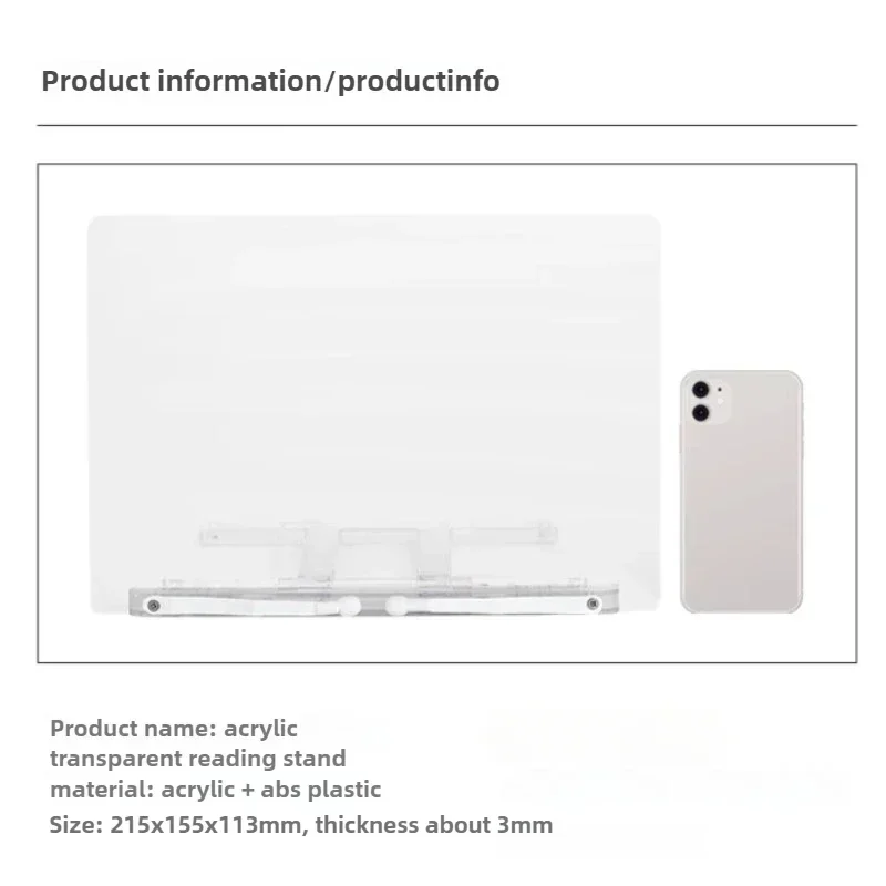 Plastic Reading Stand with Light Transparent Acrylic Multifunction Tablet Holder Laptop Bracket Desktop Storage Bookshelf