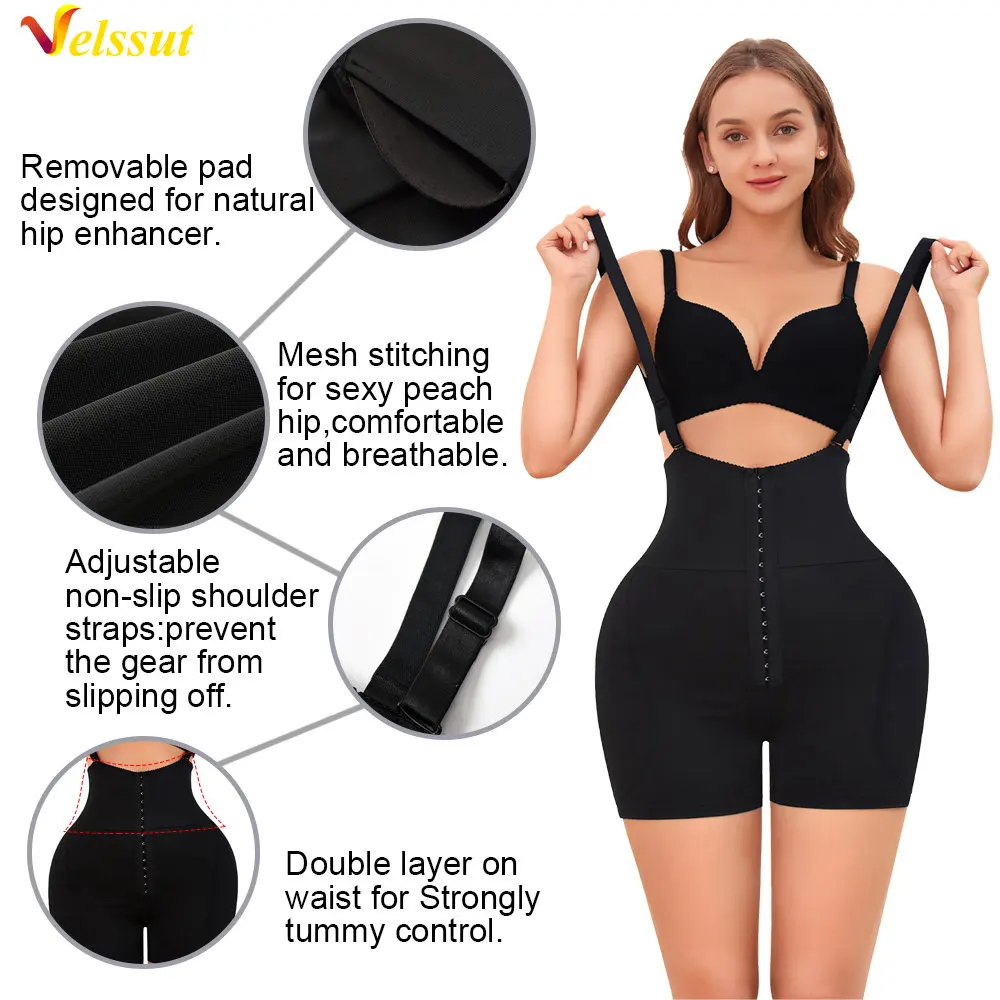 Velssut Shapewear Bodysuit Women Tummy Control Panties Slimming Belly Push Up Underwear Butt Lifter Shapewear with Pads