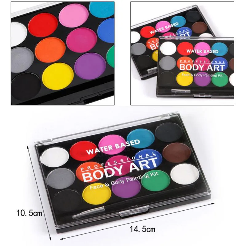 15 Colors Face Body Painting Non Toxic Safe Water Paint Oil With Brush
