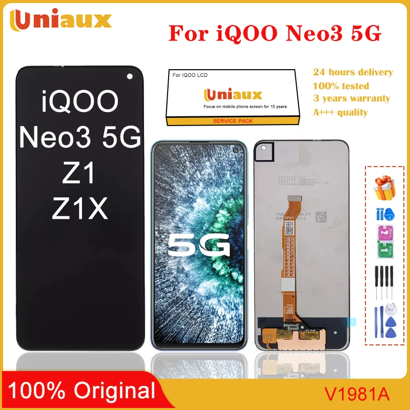 

6.57" For VIVO IQOO Neo3 5G Z1 Z1X V1981A V1986A V2012A LCD Display Touch Screen Digitizer Assembly Replacement Parts