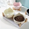 3pcs/set (1pc rack + 2pcs bowl) Non-Slip Ceramic Double Pet Food Bowl for Cats and Dogs - Prevents Spills and Slips 3