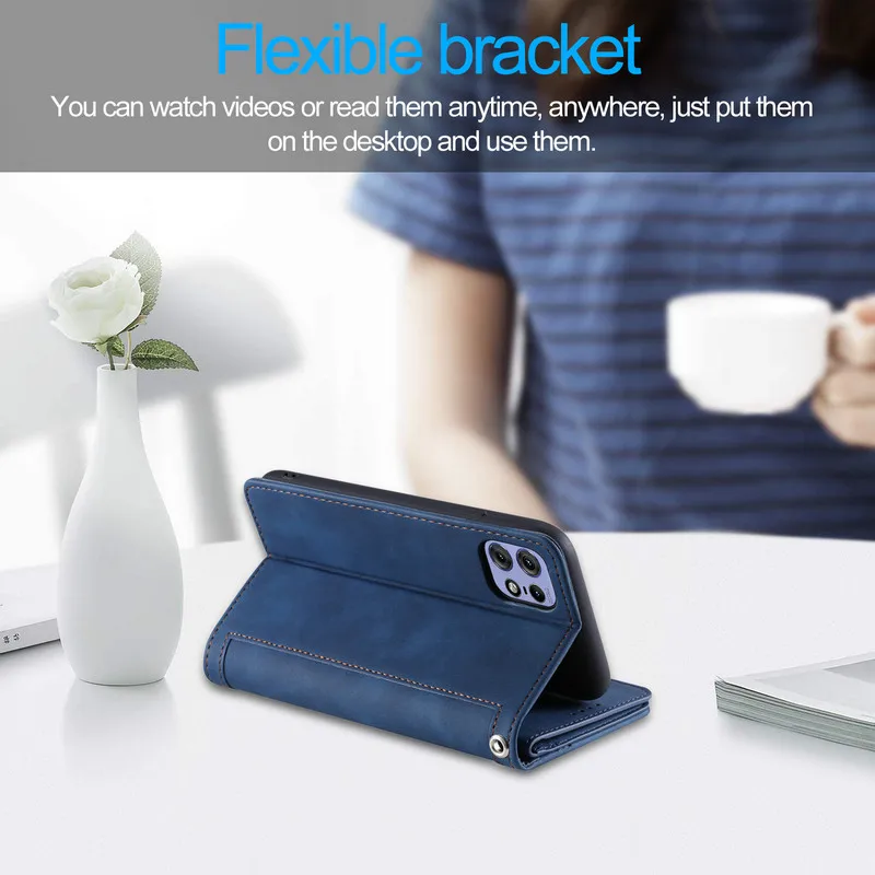 Premium Flip Leather Wallet Case with Zipper and Multi-Card Slots