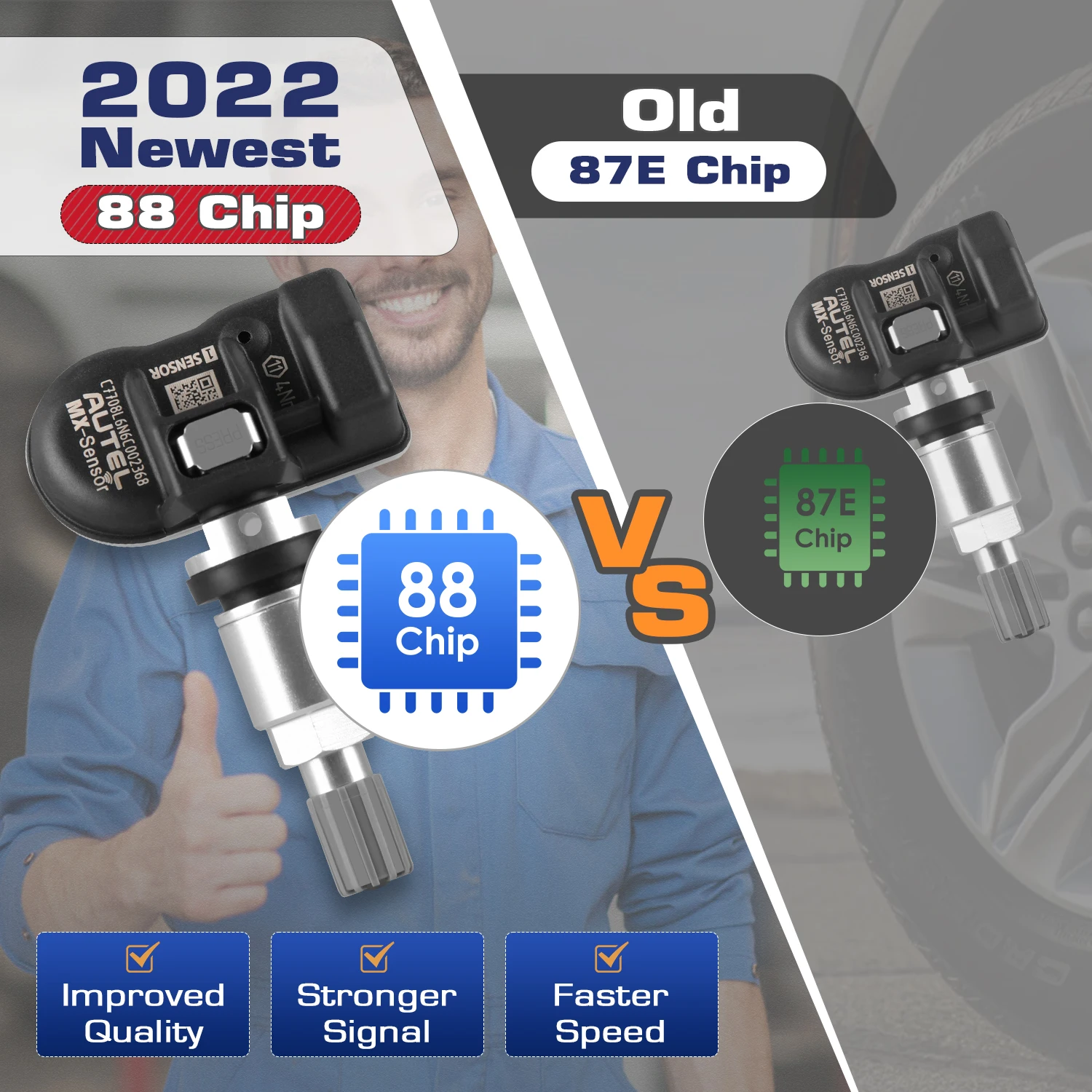 Tire Pressure Monitor Autel 2in1 MX-Sensors TPMS Car Tire Sensor 433MHZ 315MHZ Clone-able Programming Work with TS501 TS508 Russian