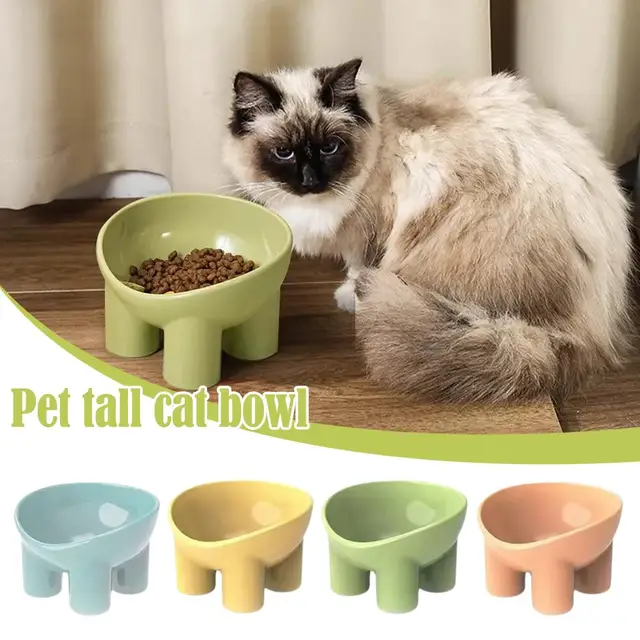 Cat Food Bowl Macron Color Thick Legs High Feet Stable Food Dog 4-Color Pet Grade Drop Eat Food Water Dish Anti Bowl Suppli O9H0 3