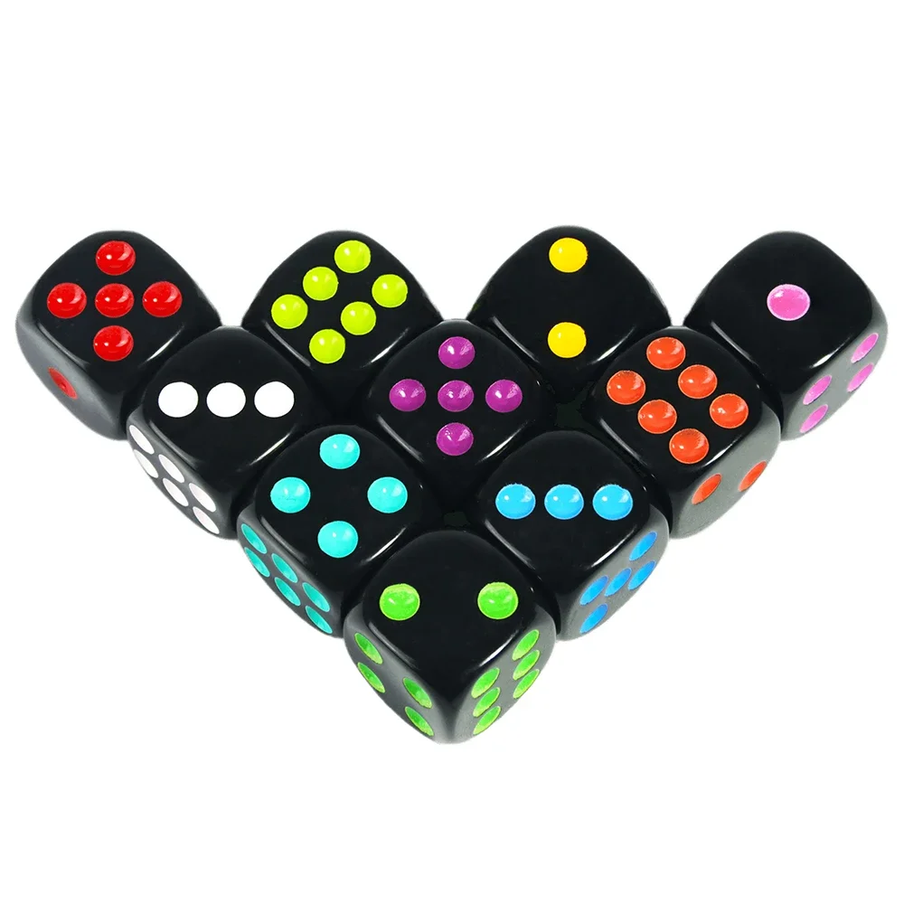 Rounded Corner Six-Sided 16mm Game Dice for Board Games, RPGs, and Educational Use